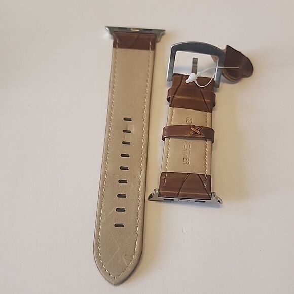 42mm/44mm  Watch Band Lattice Pattern Brown NWT Genuine Leather compatible with - Picture 2 of 2